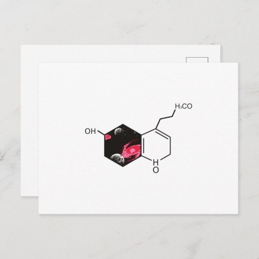 Chemisch molecuul met uitzicht voor de ruimte briefkaart (Voorkant / Achterkant)