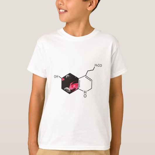 Chemisch molecuul met uitzicht voor de ruimte t-shirt (Voorkant)