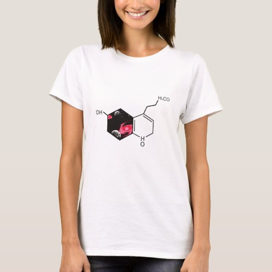 Chemisch molecuul met uitzicht voor de ruimte t-shirt (Voorkant)