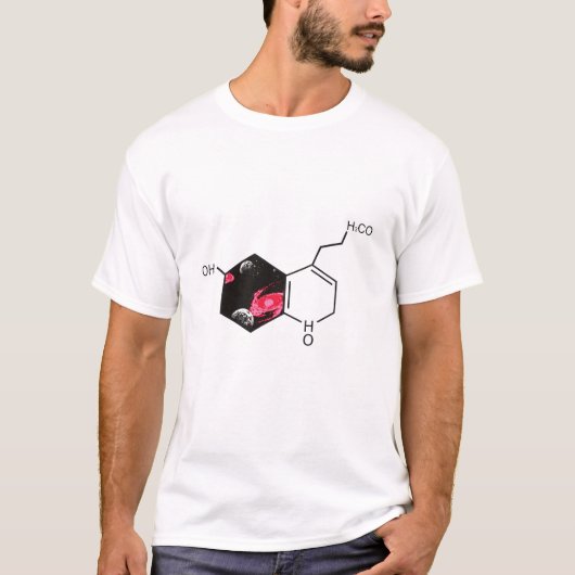 Chemisch molecuul met uitzicht voor de ruimte t-shirt (Voorkant)