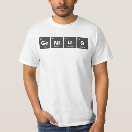 Chemisch periodiek systeem van elementen: GeNiUS T-shirt (Voorkant)