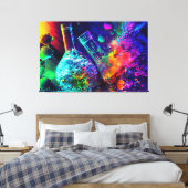 Chemische abstracte heldere kolfvloeistof canvas afdruk (Insitu (Slaapkamer))