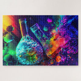 Chemische abstracte heldere kolfvloeistof legpuzzel