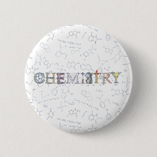Chemische diagrammen en typografische vormgeving ronde button 5,7 cm