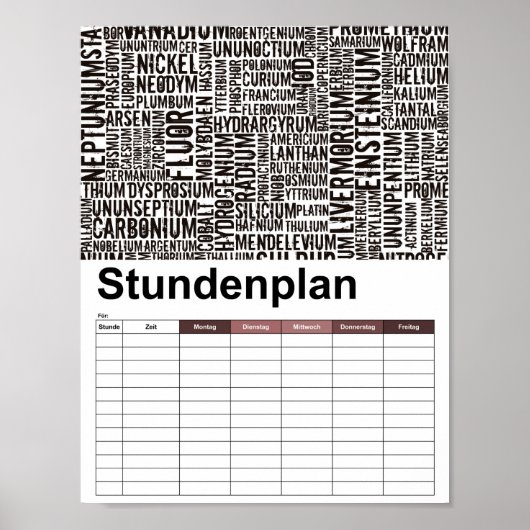 Chemische Elementen Poster (Voorkant)