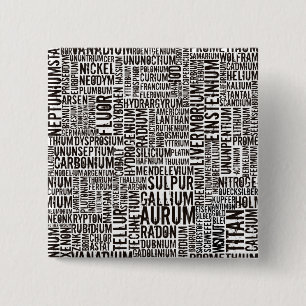 Chemische elementen vierkante button 5,1 cm