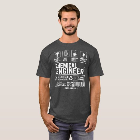 Chemische engineer Multitasking bier koffie T-shirt (Voorkant volledig)
