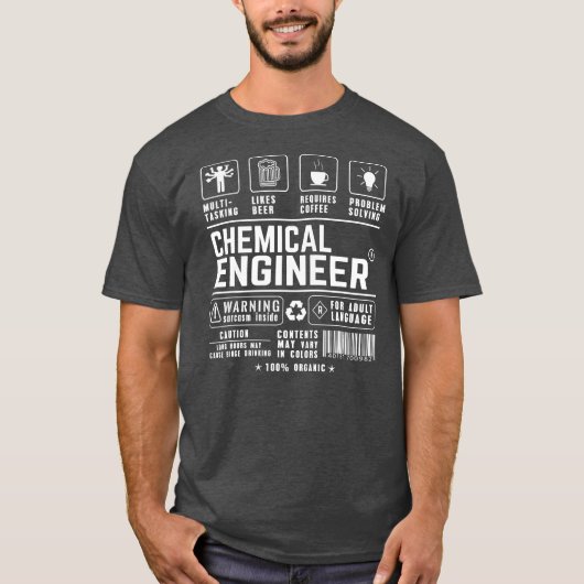 Chemische engineer Multitasking bier koffie T-shirt (Voorkant)