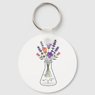 Chemische fles met lavendel en roos A Sleutelhanger