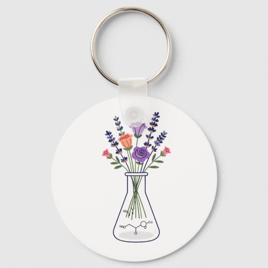 Chemische fles met lavendel en roos A Sleutelhanger (Voorkant)