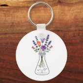 Chemische fles met lavendel en roos A Sleutelhanger (Voorkant)