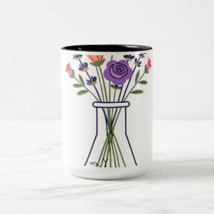 Chemische fles met lavendel en roos A Tweekleurige Koffiemok