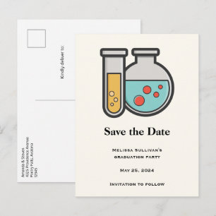 Chemische reageerbuis en bekerglas aankondigingskaart