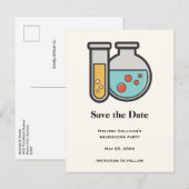Chemische reageerbuis en bekerglas aankondigingskaart (Voorkant / Achterkant)