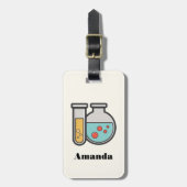 Chemische reageerbuis en bekerglas bagagelabel (Voorkant verticaal)