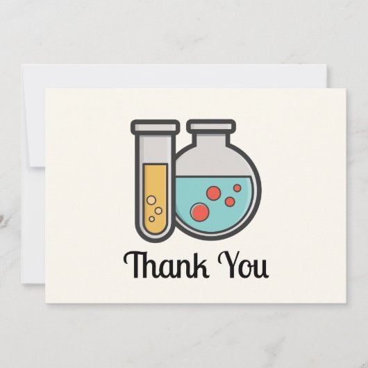 Chemische reageerbuis en bekerglas bedankkaart (Voorkant)