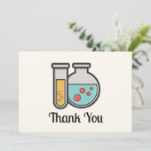 Chemische reageerbuis en bekerglas bedankkaart (Staand voorkant)