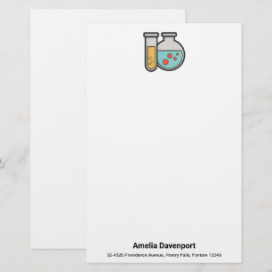 Chemische reageerbuis en bekerglas briefpapier