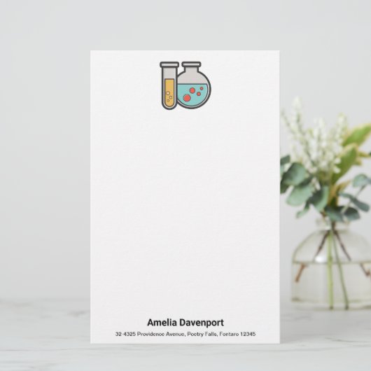 Chemische reageerbuis en bekerglas briefpapier (Staand voorkant)