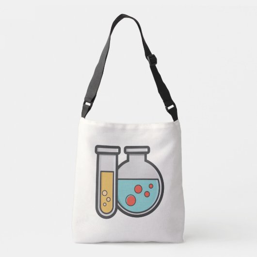 Chemische reageerbuis en bekerglas crossbody tas (Achterkant)