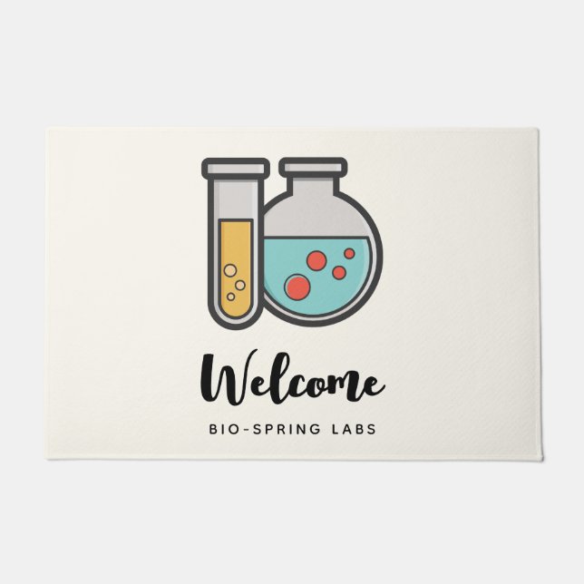 Chemische reageerbuis en bekerglas deurmat (Voorkant)