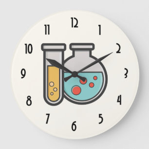 Chemische reageerbuis en bekerglas grote klok