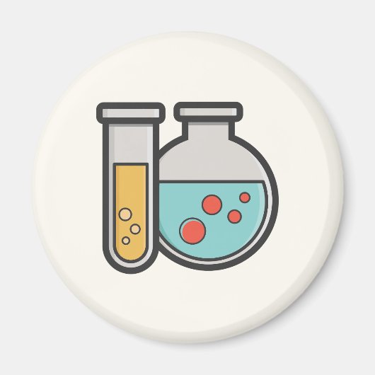 Chemische reageerbuis en bekerglas magneet (Voorkant)
