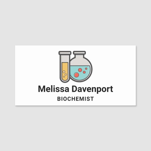 Chemische reageerbuis en bekerglas naamplaatje (Voorkant)