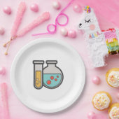 Chemische reageerbuis en bekerglas papieren bordje (Feest)