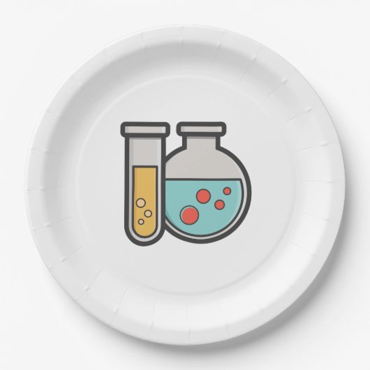 Chemische reageerbuis en bekerglas papieren bordje (Voorkant)