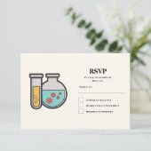 Chemische reageerbuis en bekerglas RSVP kaartje (Staand voorkant)