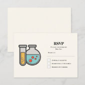 Chemische reageerbuis en bekerglas RSVP kaartje (Voorkant / Achterkant)