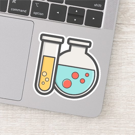 Chemische reageerbuis en bekerglas sticker (Detail)