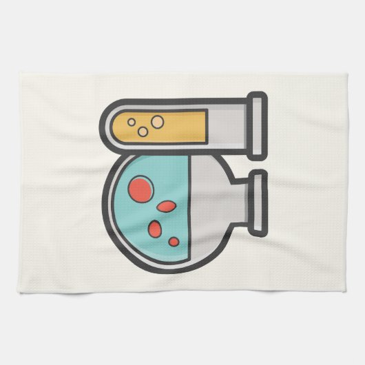 Chemische reageerbuis en bekerglas theedoek (Horizontaal)