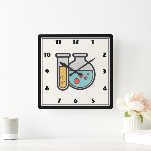 Chemische reageerbuis en bekerglas vierkante klok (Huis)