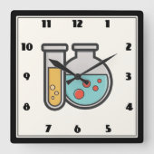 Chemische reageerbuis en bekerglas vierkante klok (Voorkant)
