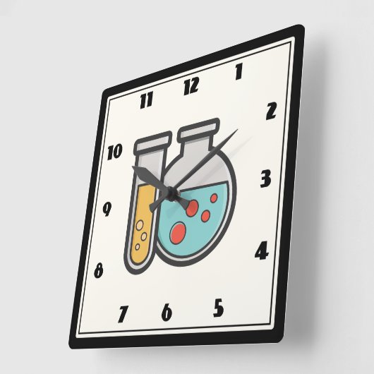 Chemische reageerbuis en bekerglas vierkante klok (Hoek)