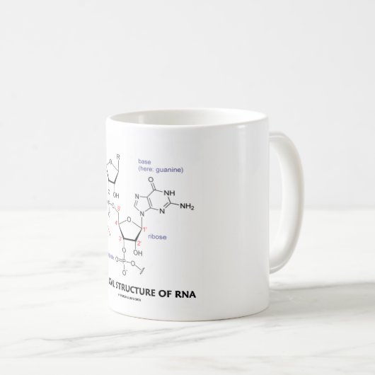 Chemische structuur van RNA (moleculaire structuur Koffiemok (Voorkant rechts)