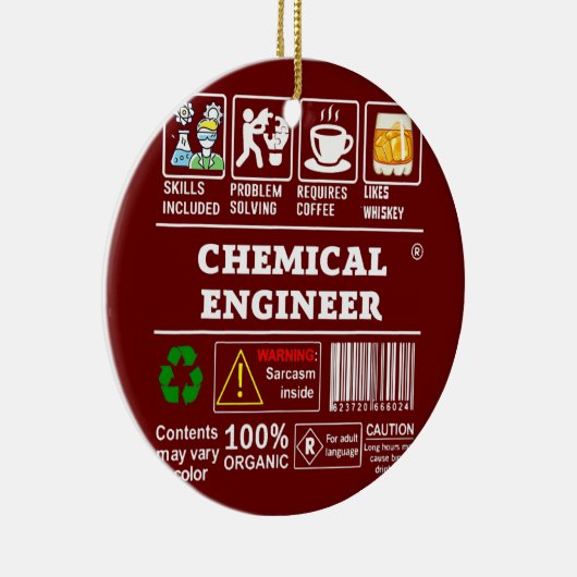 CHEMISCHE TECHNISCHE TECHNISCHE ETIKETTEN Koffie o Keramisch Ornament (Rechts)