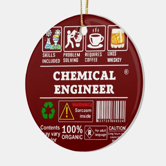 CHEMISCHE TECHNISCHE TECHNISCHE ETIKETTEN Koffie o Keramisch Ornament (Links)