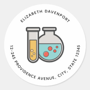 Chemische Testbuis en Bekeradres Ronde Sticker