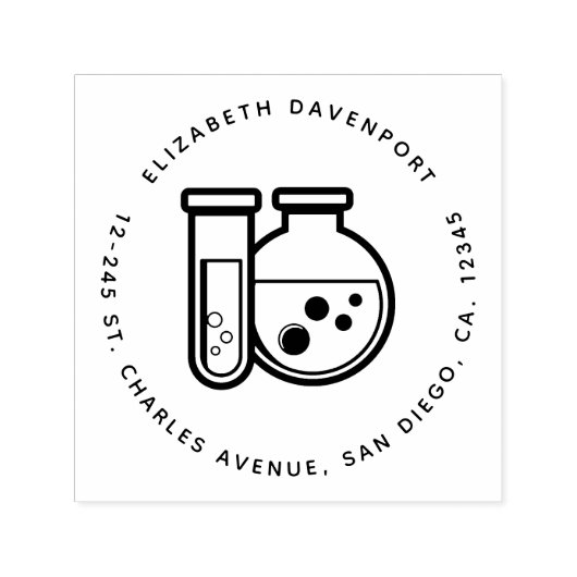 Chemische Testbuis en Bekeradres Zelfinktende Stempel (Design)