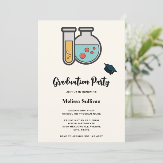 Chemische Testbuis en Flask Afstuderen Kaart (Staand voorkant)