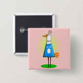 Chemist "Beeker Bird" Gifts Vierkante Button 5,1 Cm (Voorkant /achterkant)
