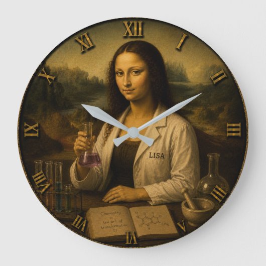 Chemist Funny Mona Lisa Chemistry Lab Gift Grote Klok (Voorkant)