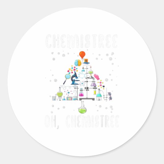 Chemist Oh Chemistree Xmas Tree Science Ronde Sticker (Voorkant)