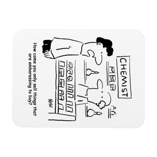 Chemist verkoopt alleen gênante producten magneet (Horizontaal)