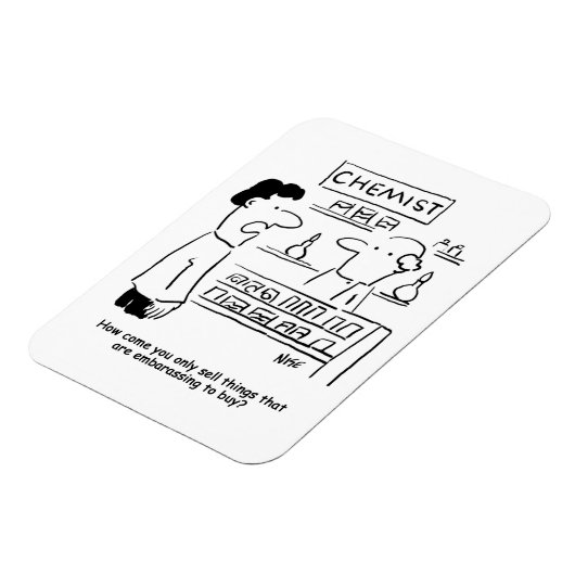 Chemist verkoopt alleen gênante producten magneet (Linkerzijde)