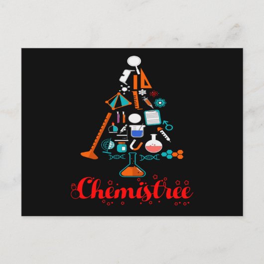 Chemistree Kerstmis, Funny Science T-shirt Briefkaart (Voorkant)