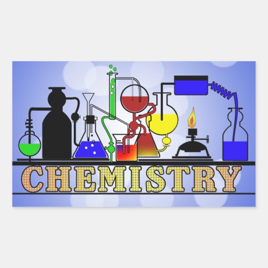 CHEMISTRISCHE KOPERS EN FLASKS-LOGO RECHTHOEKIGE STICKER (Voorkant)